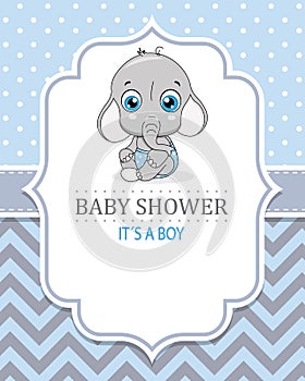 Baby shower card. Cute elephant.