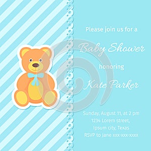 Baby Shower card design. Vector illustration. Birthday template invite