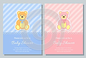 Baby Shower card design. Vector illustration. Birthday template invite