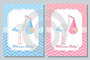 Baby Shower card design. Vector illustration. Birthday template invite