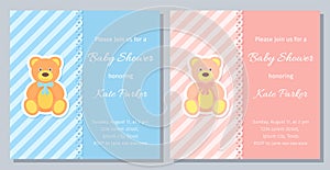 Baby Shower card design. Vector illustration. Birthday template invite