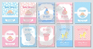 Baby Shower card design. Vector illustration Template invitation