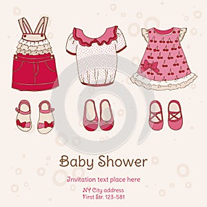 Baby Shower Card with Dresses