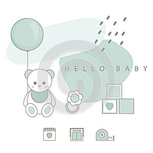 Baby Shower Card. Icon Collection