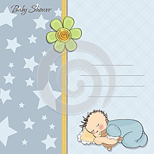 Baby shower card with little baby boy