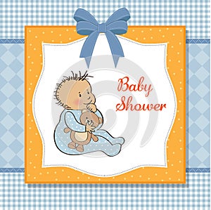 Baby shower card with little boy