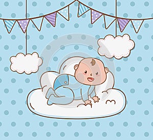 Baby shower card with little boy baby