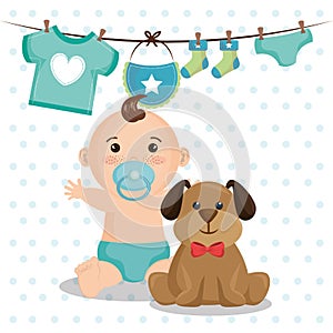 Baby shower card with little boy