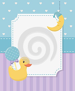 Baby shower card with rubber duck and accessories
