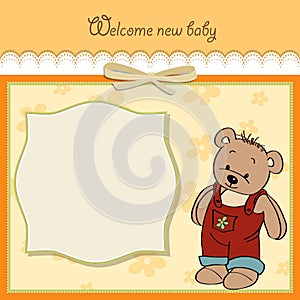 Baby shower card with teddy