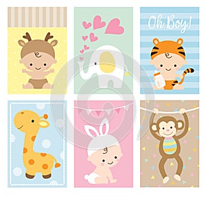 Baby Shower Cards Animal Theme Set