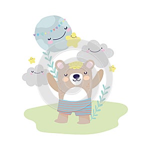 Baby shower cute bear with pants clous world cartoon