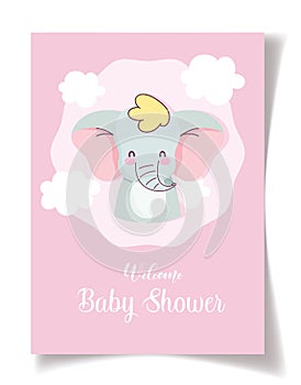 Baby shower cute little elephant celebration, welcome invitation template