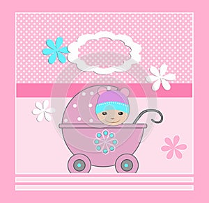Baby shower frame girl baby girl announcement card