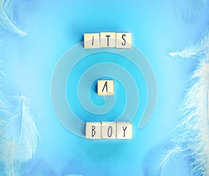 Baby shower and gender reveal Its a boy background in blue background, Theme card baby boy modern design