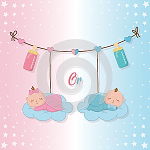 Baby shower of a girl and boy design