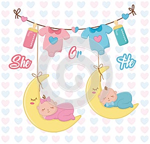 Baby shower of a girl and boy design