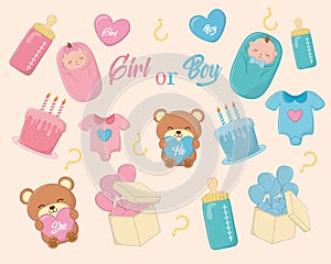 Baby shower of a girl and boy design
