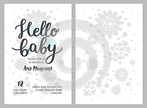 Baby shower girl and boy invitations, vector templates.