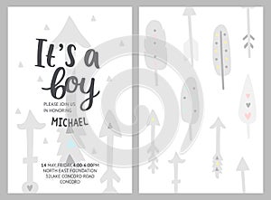 Baby shower girl and boy invitations, vector templates. Shower p