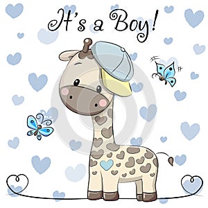 Un bambino biglietto d'auguri Carino giraffa ragazzo 