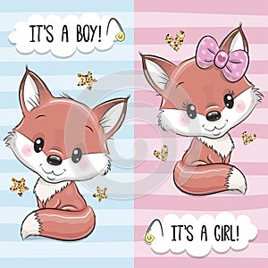 Baby Shower greeting card with Foxes