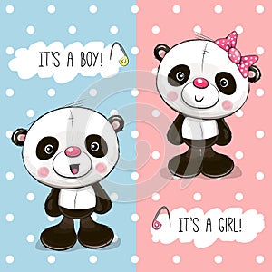 Baby Shower greeting card with Pandas