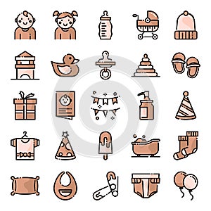 Baby shower icons pack