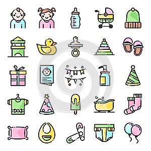 Baby shower icons pack