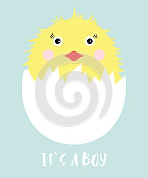 Baby shower invitation card with a chick.