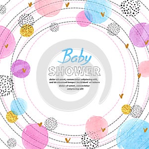Baby Shower invitation card design with watercolor colorful circles.