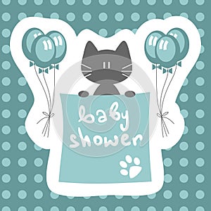 Baby shower invitation with kitty