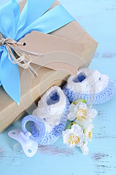 Baby shower Its a Boy natural wrap gift