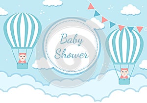 Baby Shower Little Boy or Girl with Cute Design Toys and Accessories Newborn Babies Background Illustration for Invitation