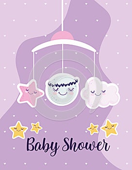 Baby shower mobile moon cloud stars decoration card