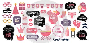 Baby shower photo booth photobooth props set