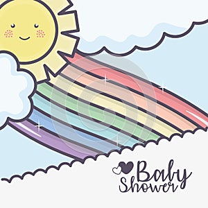 Baby shower rainbow sun clouds