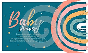 Baby Shower template card with rainbow