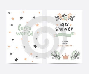 Baby shower vector card template