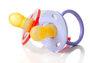 Baby silicone pacifier, isolated