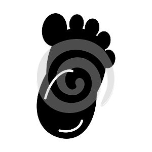 Baby simple foot print vector icon. Black and white foot illustration. Solid linear icon.