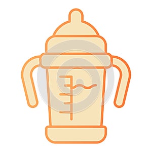 Baby sippy cup flat icon. Baby milk bottle orange icons in trendy flat style. Bottle with toddler gradient style design