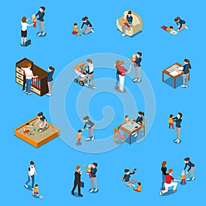 Baby Sitter Isometric People