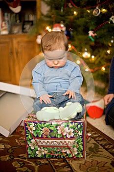 Baby Sitting on Christmas Present