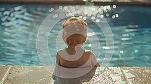 Baby Sitting in Pool, Gazing at Water