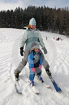 Baby skiing