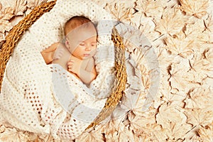 Baby Sleep Autumn Leaves, New Born Kid, Newborn Asleep