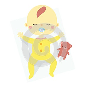 Baby sleep. toddler have rest. Newborn child, Little kid dreaming with toy