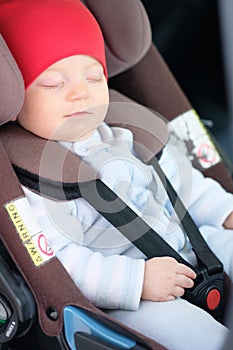 Baby sleeping in car seat