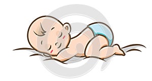 Baby Sleeping Peacefully Vector Illustration
